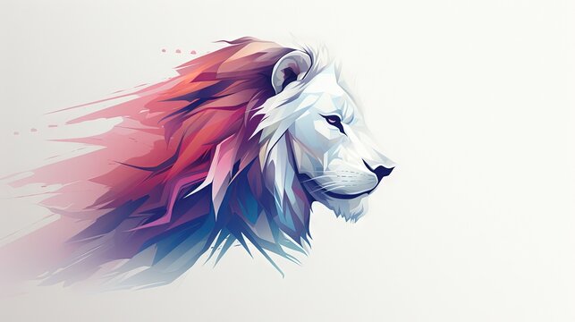  a colorful lion's head on a white background with a splash of paint.  generative ai