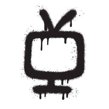Spray Painted Graffiti television isolated with a white background. Vector design street art.EPS 10.