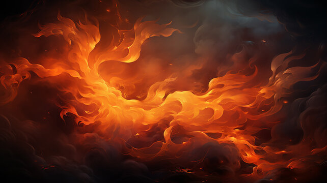texture painted fire, flames abstract background, computer graphics in orange and red yellow tones