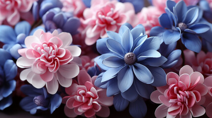 pink and blue flowers HD 8K wallpaper Stock Photographic Image