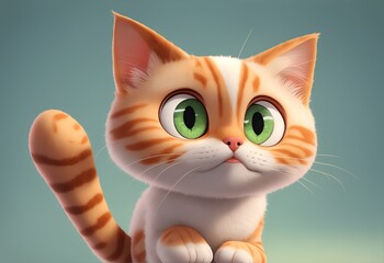 cute orange cat cartoon style.