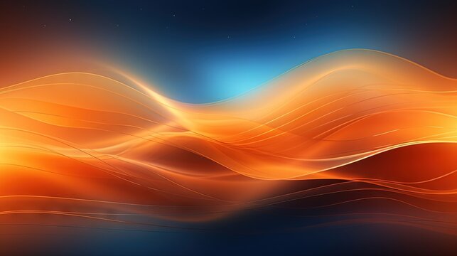  a computer generated image of an orange and blue background with waves.  generative ai