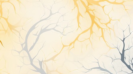  a yellow and white background with a tree branch in the foreground.  generative ai