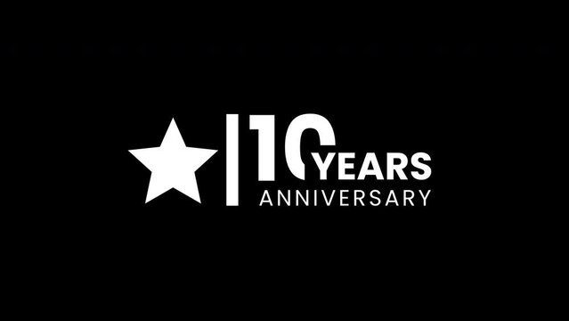 10 years anniversary motion graphic 4K footage with star. .4K motion animation.