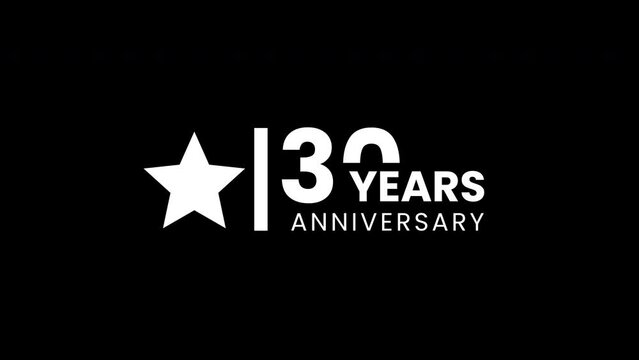 30 years anniversary motion graphic 4K footage with star. .4K motion animation.