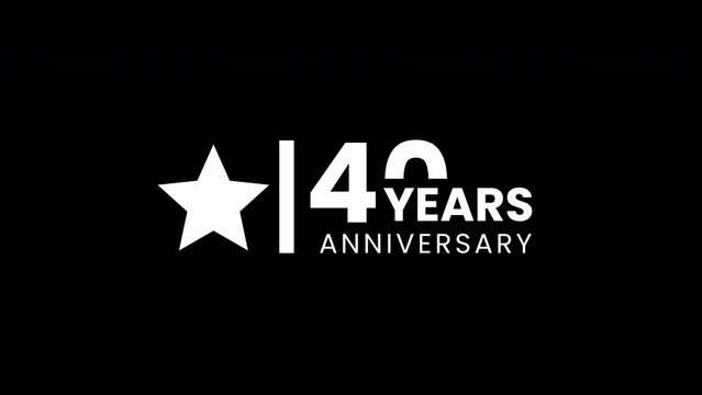 40 years anniversary motion graphic 4K footage with star. .4K motion animation.