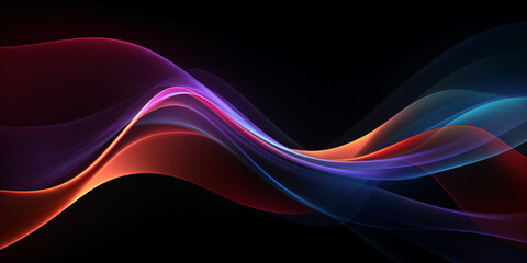 abstract colorful wavy lines on a dark background 