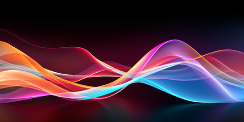 abstrakter bunter Neon Hintergrund mit leuchtenden Neon wellen Linien 