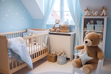 baby boy bedroom with teddy bear