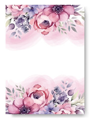 Beautiful soft pink rose floral and leaves wedding invitation card set