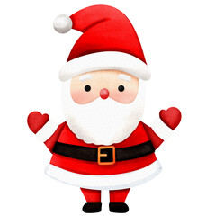 Watercolor Santa Claus Hand Drawn