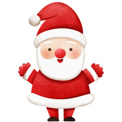Watercolor Santa Claus Hand Drawn