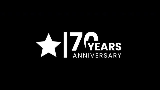 70 years anniversary motion graphic 4K footage with star. .4K motion animation.