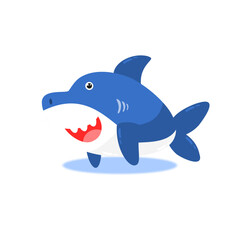 Cute shark on white background. Illustration. Vector