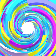 Radial, Colorful, Abstract Geometric Frame or Tunnel on Transparent Background