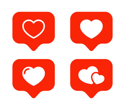 Love, like icon vector in speech bubbles. Social media heart sign symbol