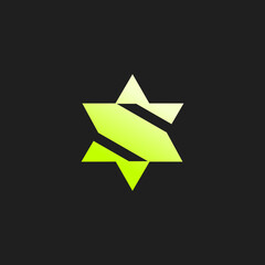 Obraz premium The vector is a monogram of the letter S star gold. Unique and