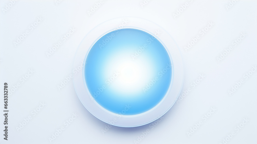 Poster blue light luminescent button isolated on the background of computer graphics website design