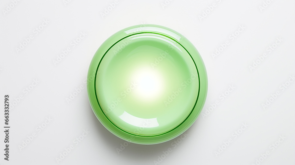 Poster green light fluorescent button isolated on the background of computer graphics website design