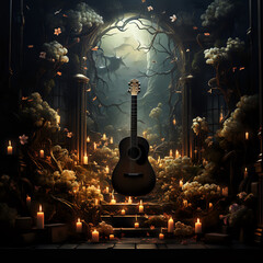 Guitar with candles
