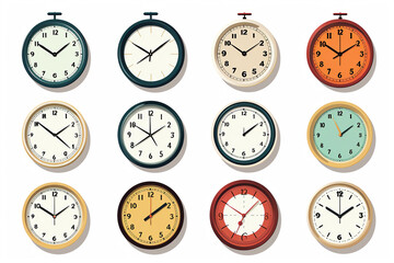 Alarm clock icon set. Flat illustration of alarm clock vector icons for web design