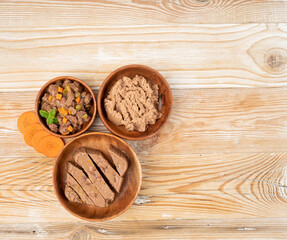 Pet Food, Wet Food for Cats, Dog Canned Pate, Soft Pet Food on White