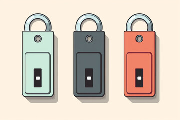 Usb flash drive in different colors isolated on white background. Vector illustration.
