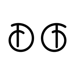 The monogram is the letter D and F. Elegant and outline.