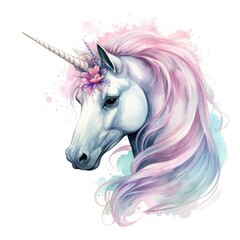 Slats personalizados com sua foto Watercolor fantasy unicorn clip art.