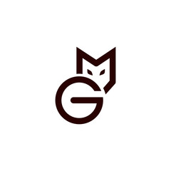The logo is a symbol of a Fox. Monogram is the letter M and G. Elegant and outline.