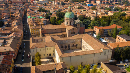 Aerial view of the Cloisters of San Pietro which are part of an important monastic complex, located...
