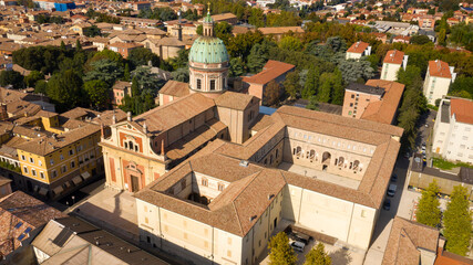 Aerial view of the Cloisters of San Pietro which are part of an important monastic complex, located...