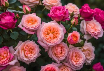 Pink roses flowers