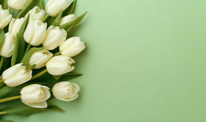 Striking arrangement of white tulips.