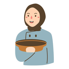 kawaii muslim female chef wearing hijab