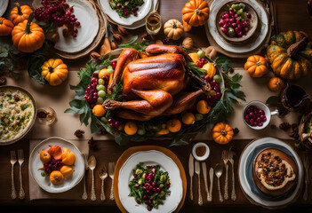 A richly set Thanksgiving table