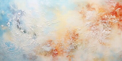 Obraz premium Generative AI, Closeup of impasto abstract rough winter colors art painting texture, white and blue background 