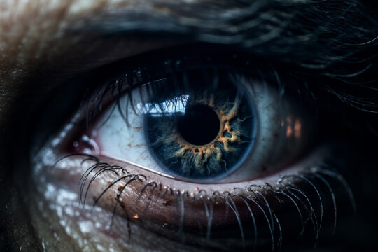 Image of an eye expressing fear, horror