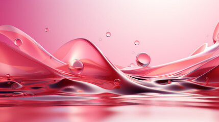 abstract fresh 3D perspective with waves and drops of pink water background 16:9 widescreen wallpapers