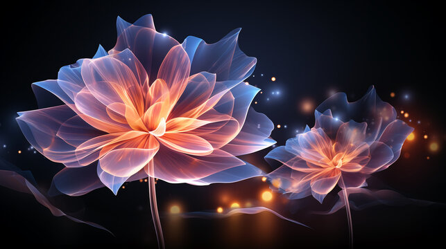 abstract cosmic perspective with glowing colorful flowers background 16:9 widescreen wallpapers