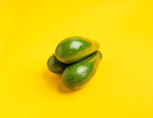 Avocado Isolated, Whole Avokado, Green Avocados Slice, Fresh Alligator Pear, Long Avocado Fruit