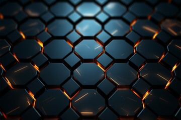 3D rendering showcases a sci fi hexagonal background with dark ambiance