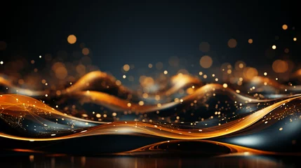 Foto op Canvas abstract glowing shining perspective with sparkles and waves background 16:9 widescreen wallpapers © elementalicious