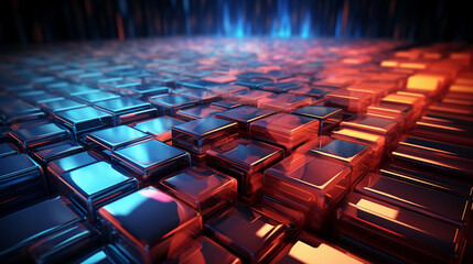 Obraz premium abstract glowing vibrant colorful perspective with cubes background 16:9 widescreen wallpapers