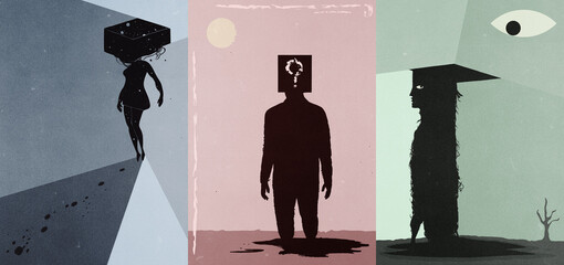 Set Of Surreal Arts. Beautiful Posters Collection.
