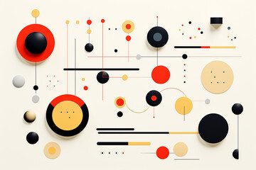 Abstract geometric colorful background with circles and lines. Technology concept. Vector illustration