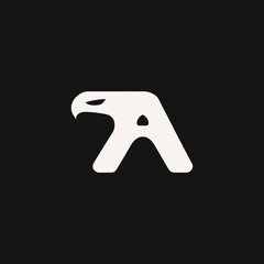 The monogram is the letter A and bird. Elegant and outline.