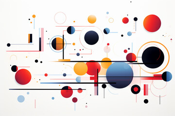 Abstract background with colorful circles and lines. Vector illustration.