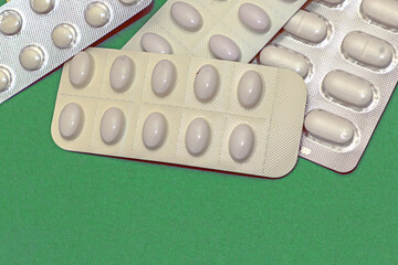 Medicine pills in white blisters