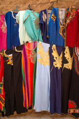 Moroccan traditional colorful woman dress in market